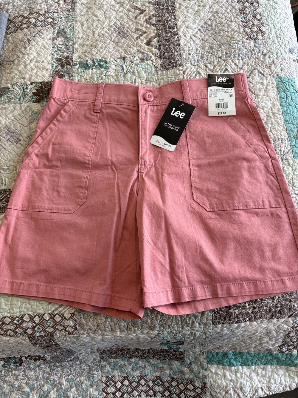 Lee Pink Utility Mid-Rise Shorts